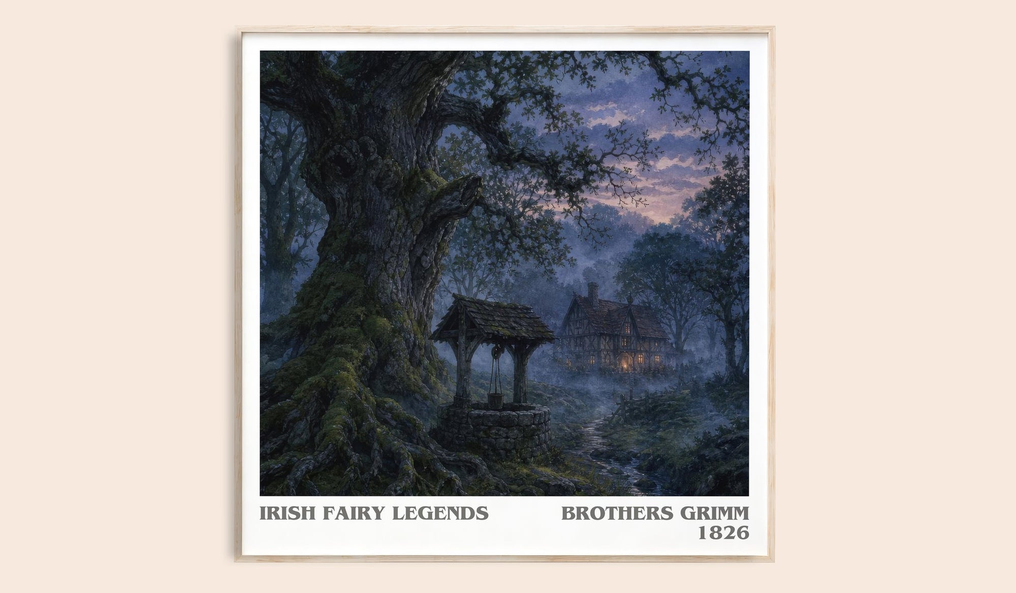 Irish Fairy Legends literary book poster by Brothers Grimm – framed literary art print
