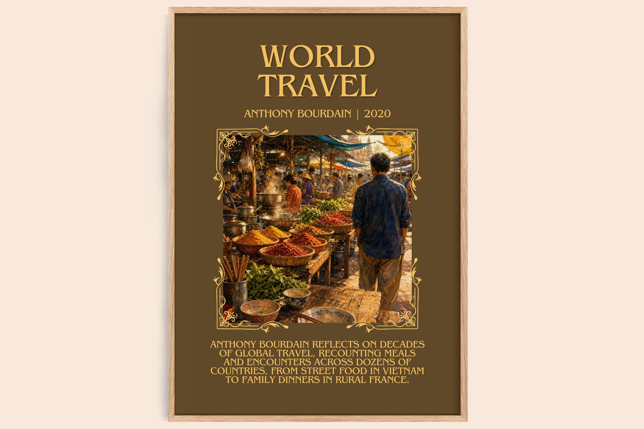 World Travel Minimalist Book Poster by Anthony Bourdain