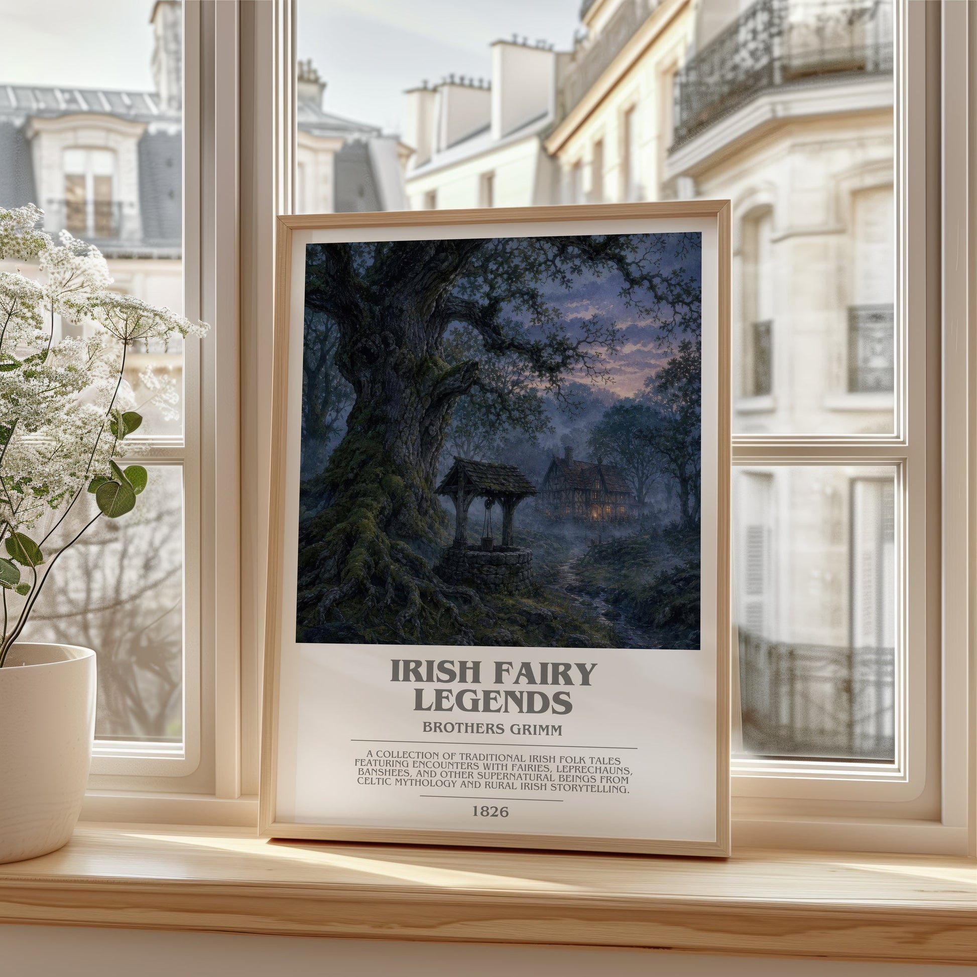 Irish Fairy Legends bookish poster colour and style options – Brothers Grimm book art