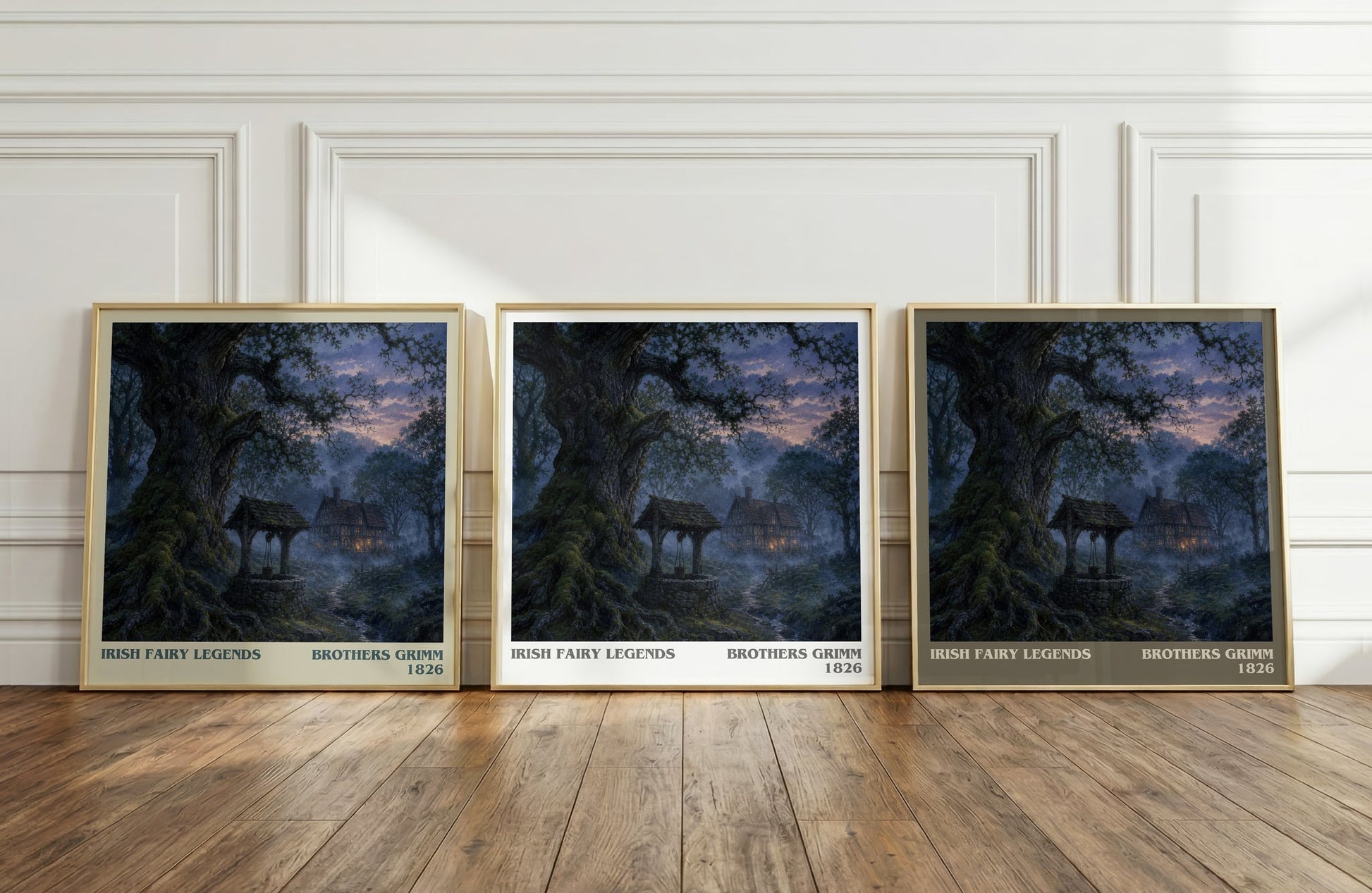 Irish Fairy Legends literary art print colour and style options – Brothers Grimm book art