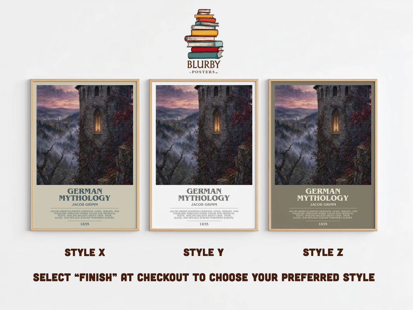 German Mythology bookish print in frame leaning in hallway – childrens wall art