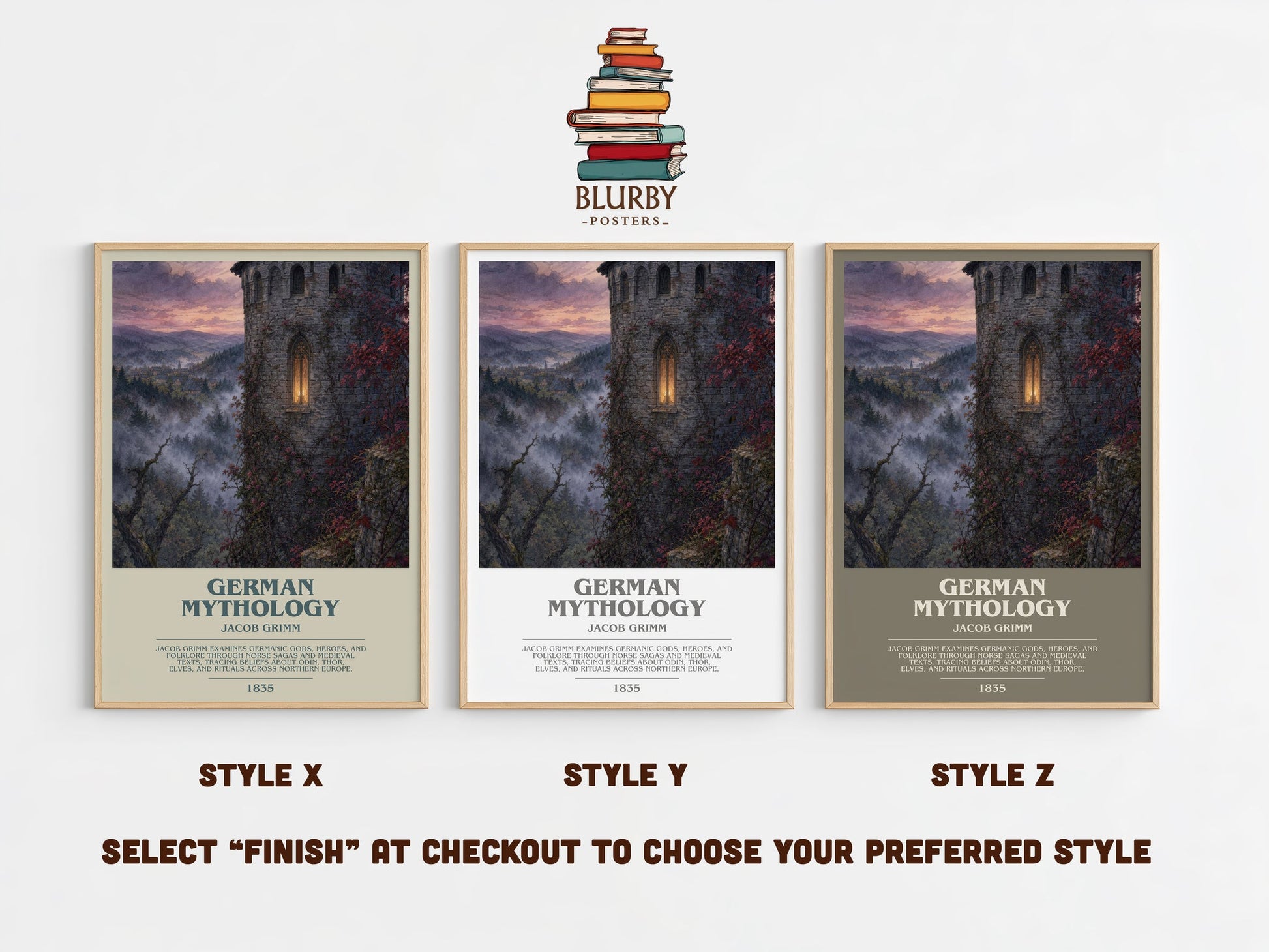 German Mythology bookish print in frame leaning in hallway – childrens wall art