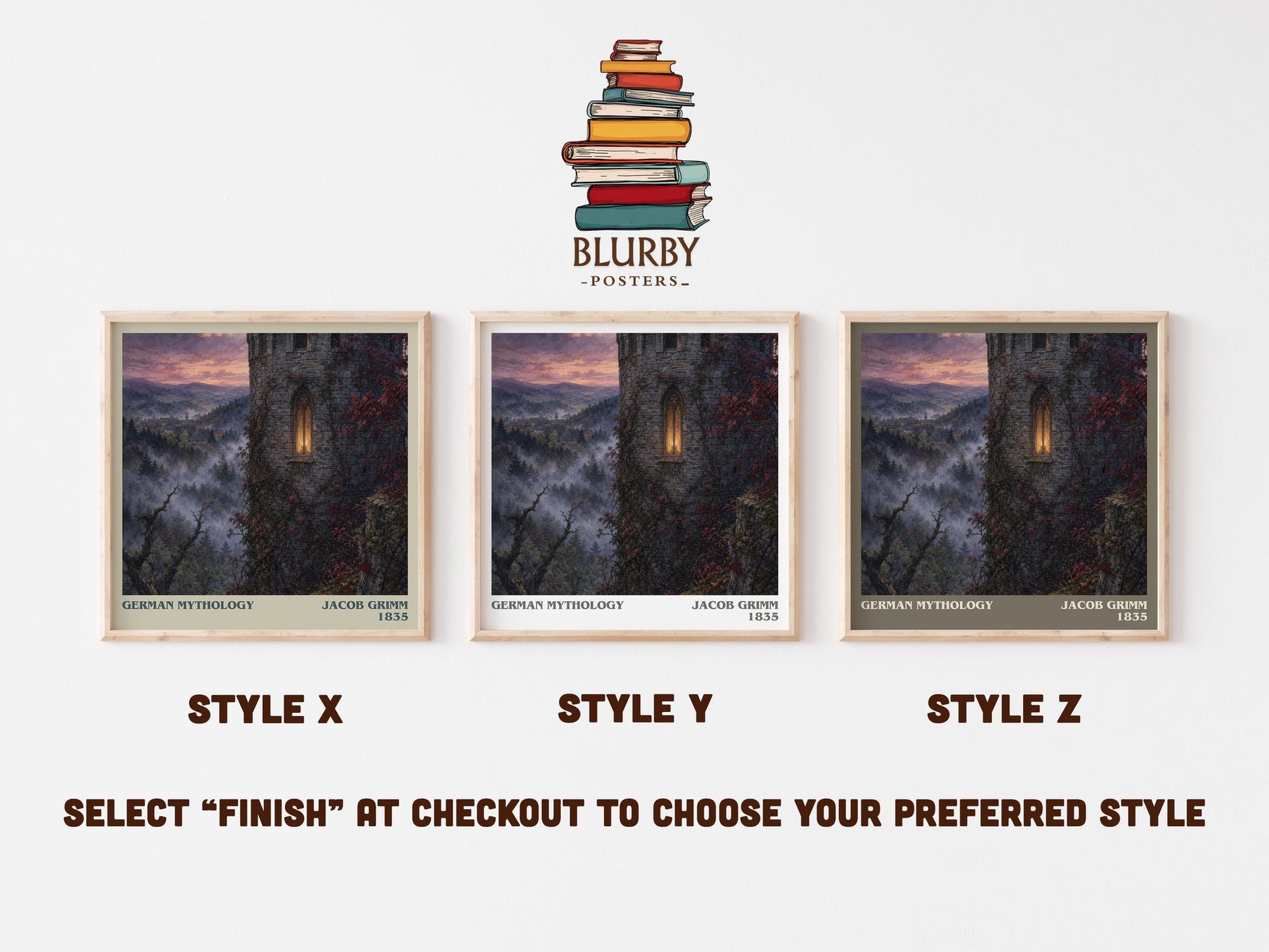German Mythology literary print in frame leaning in hallway – childrens wall art