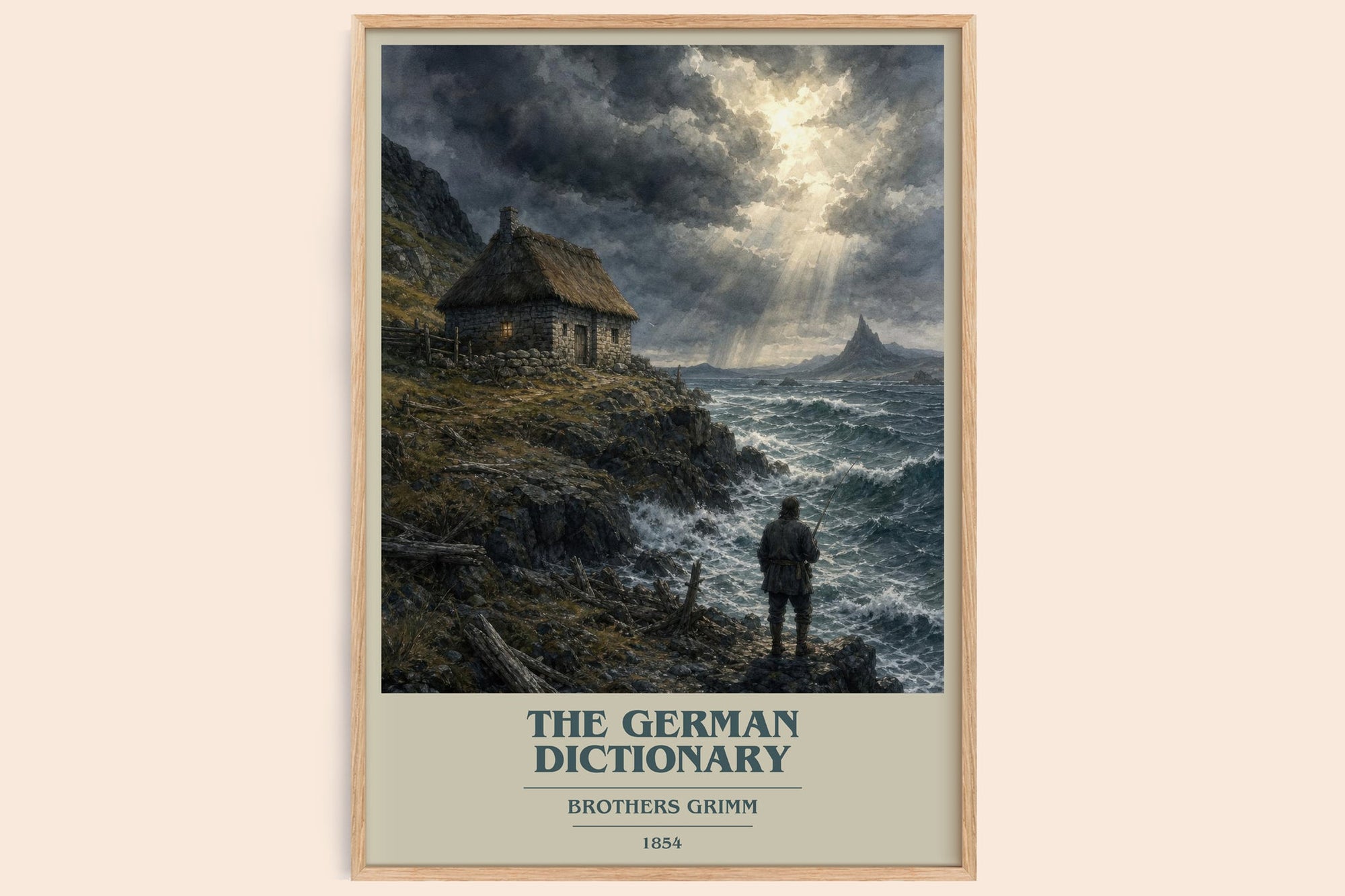 The German Dictionary book cover book poster by Brothers Grimm – framed literary art print