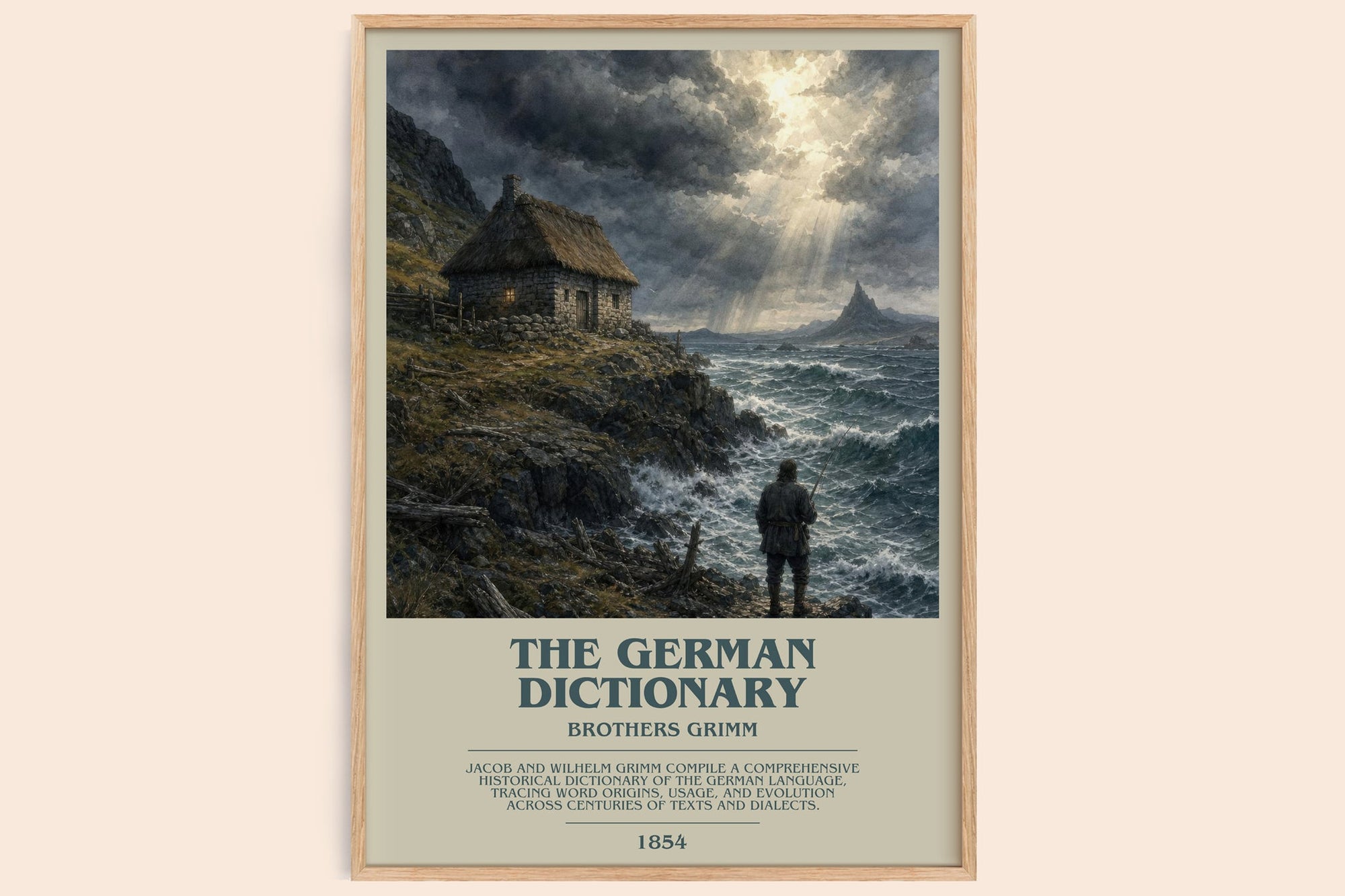 The German Dictionary bookish book poster by Brothers Grimm – framed literary art print