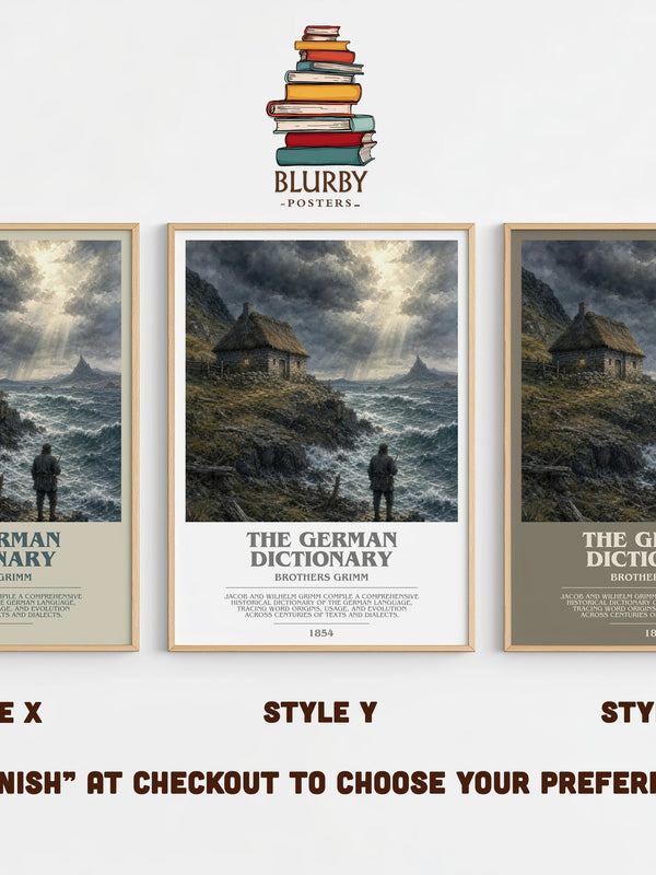 The German Dictionary bookish print in frame leaning in hallway – non fiction wall art