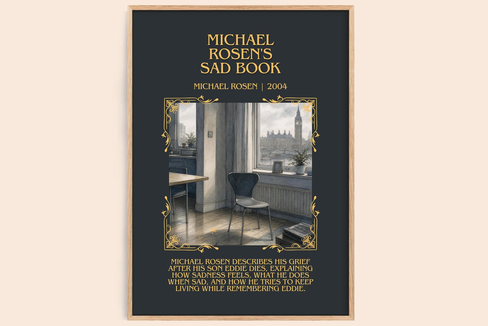 Michael Rosen's sad book Minimalist Book Poster by Michael Rosen