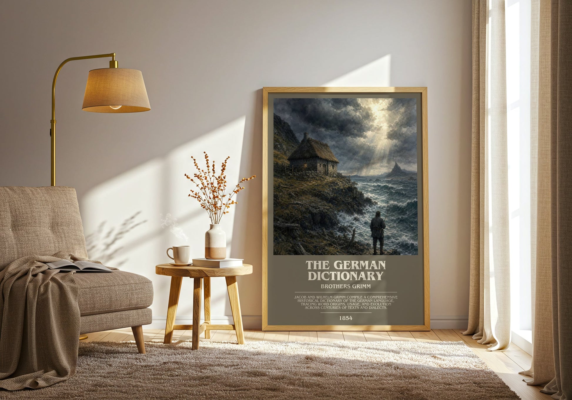 The German Dictionary bookish print on bookshelf – Brothers Grimm fan gift