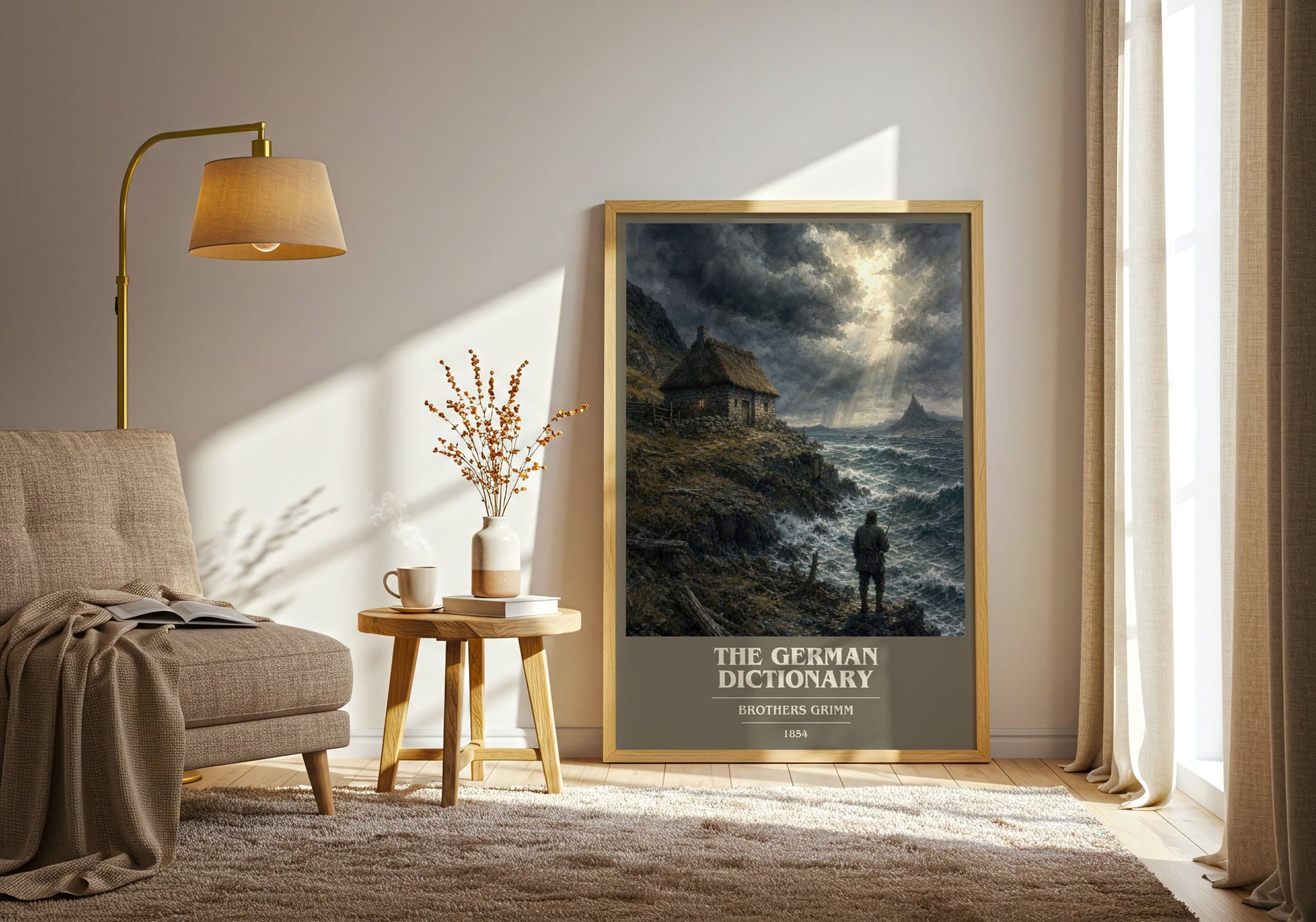 The German Dictionary book cover print on bookshelf – Brothers Grimm fan gift