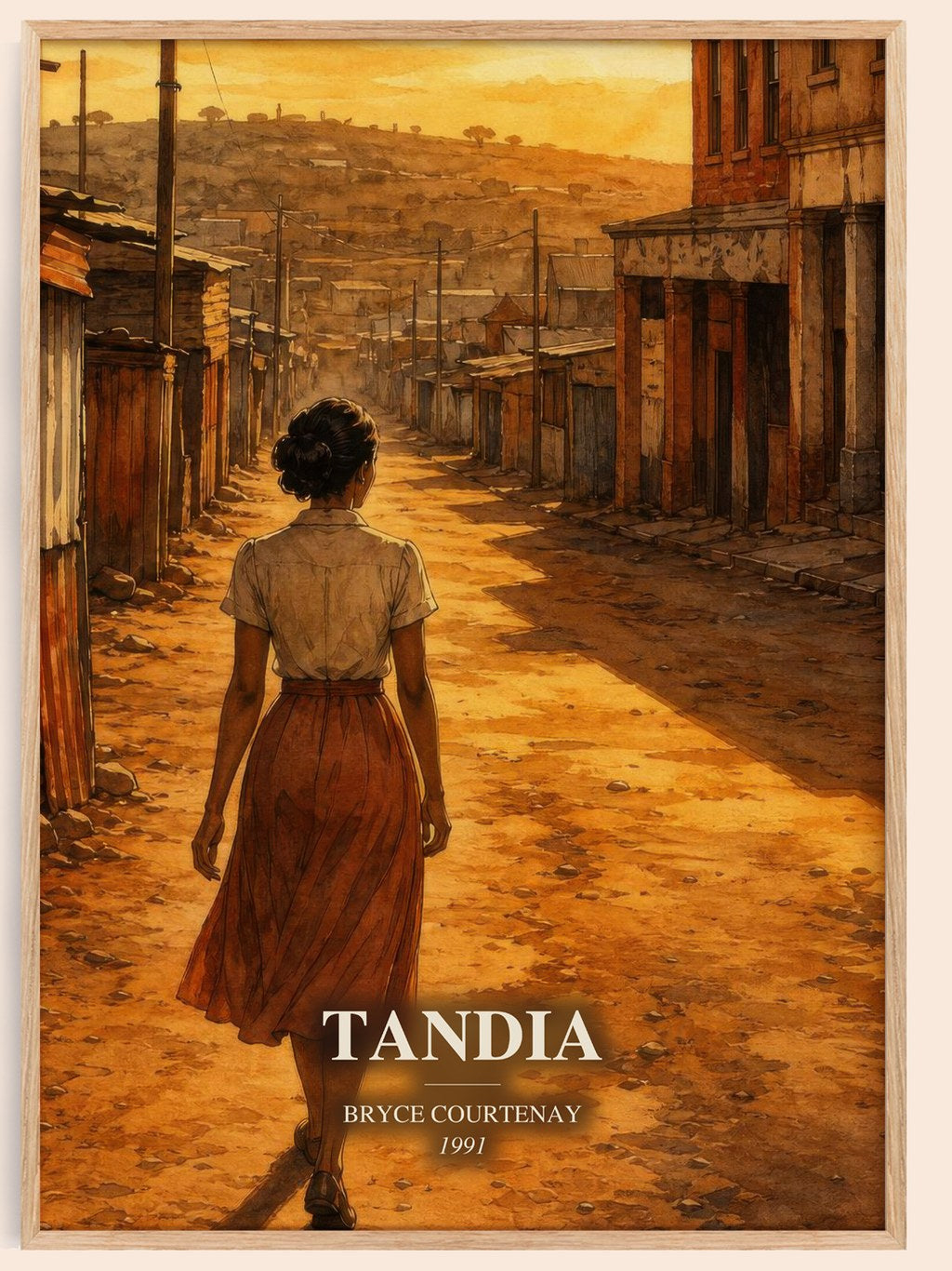 Tandia watercolour book poster by Bryce Courtenay – framed literary art print