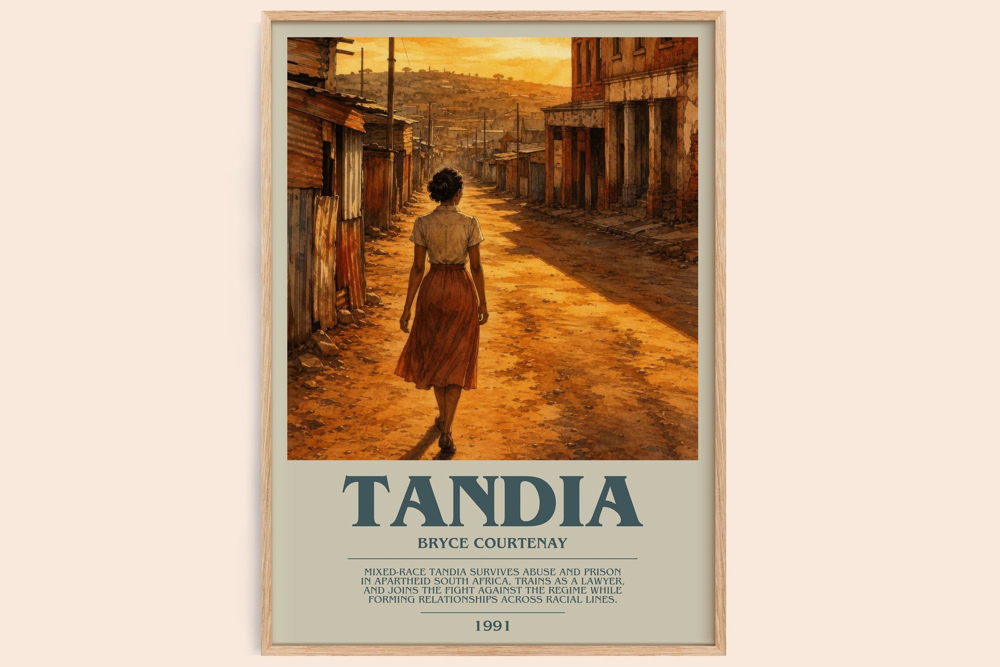 Tandia bookish book poster by Bryce Courtenay – framed literary art print
