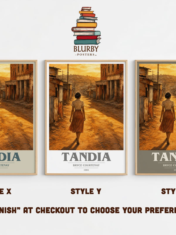 Tandia book cover print in frame leaning in hallway – historical fiction wall art