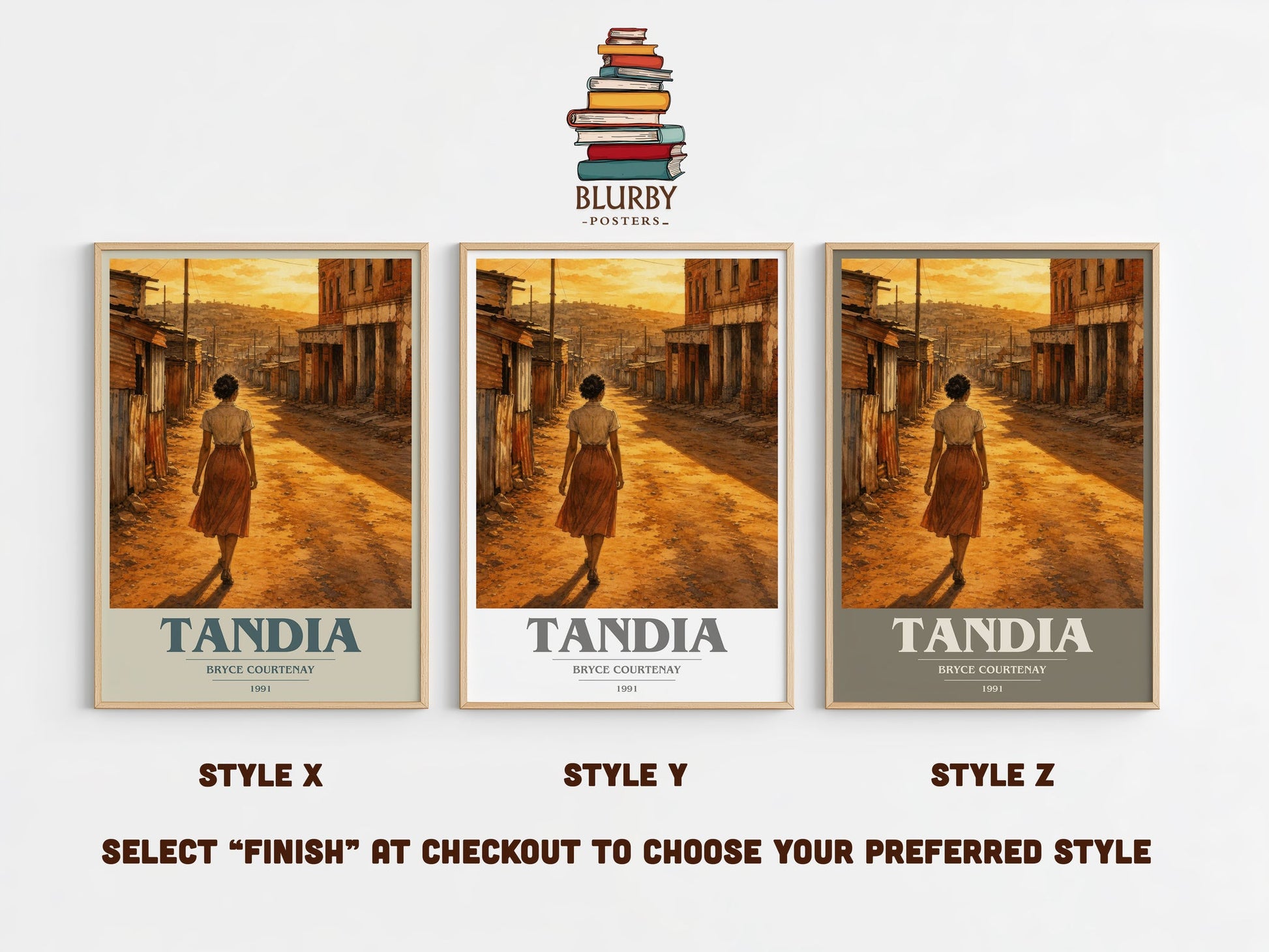 Tandia book cover print in frame leaning in hallway – historical fiction wall art