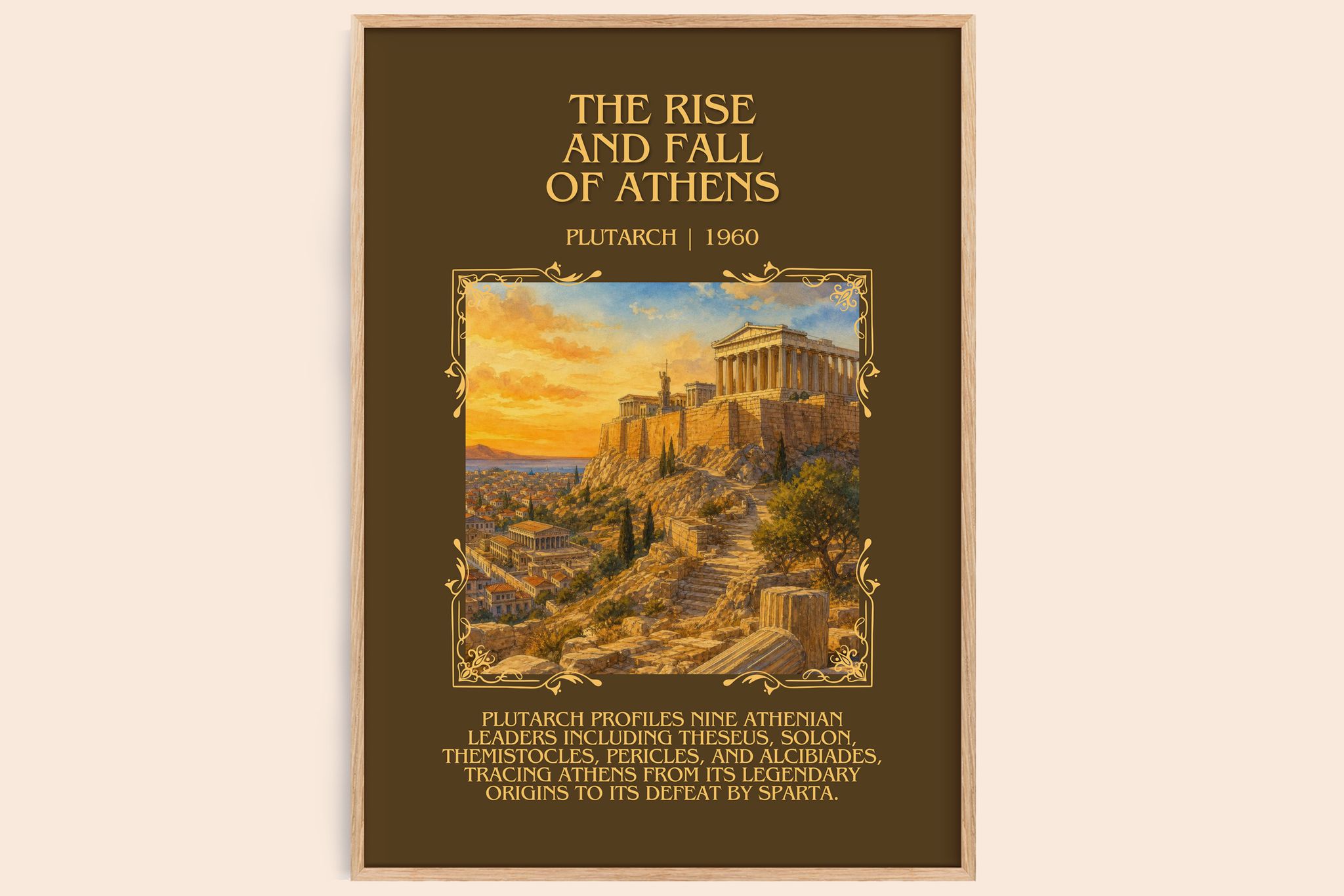 The rise and fall of Athens Minimalist Book Poster by Plutarch
