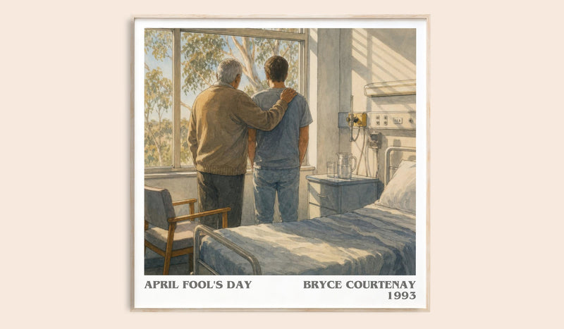 April Fool'S Day literary book poster by Bryce Courtenay – framed literary art print