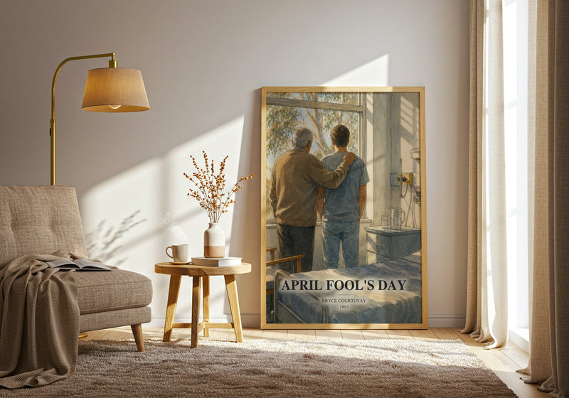 April Fool'S Day watercolour print in frame leaning in hallway – memoir wall art