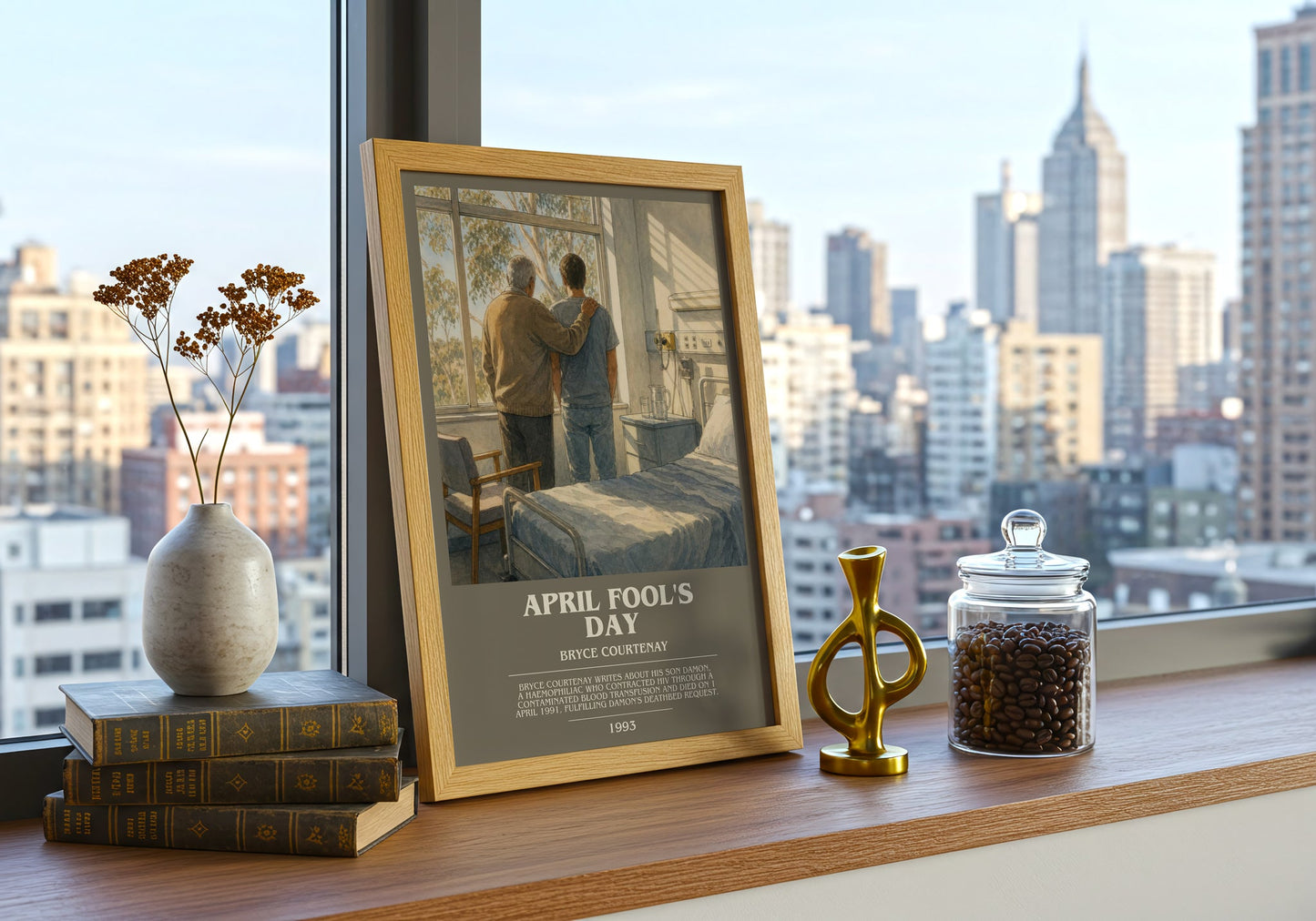 April Fool'S Day bookish print framed by window – literary home decor