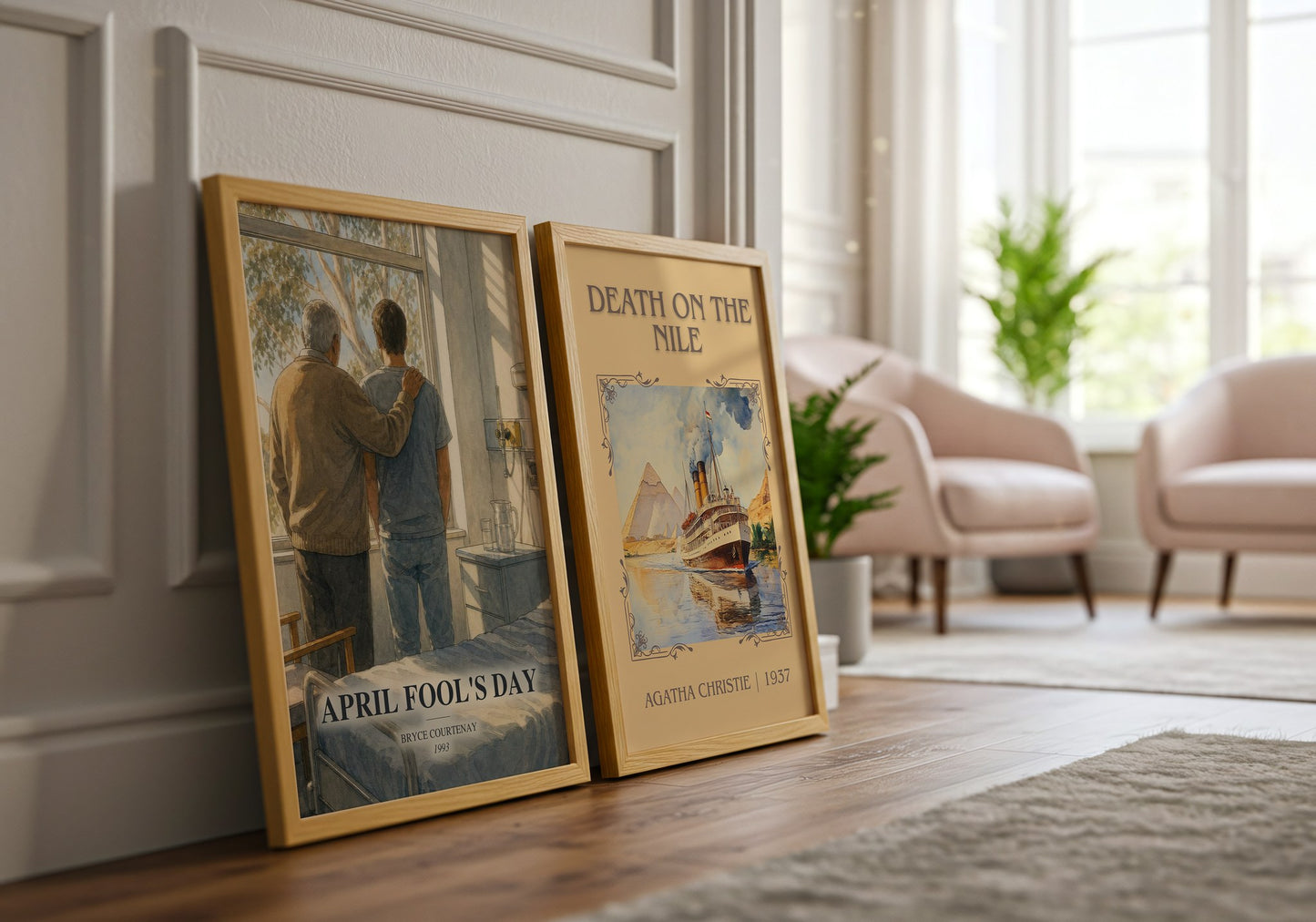 April Fool'S Day watercolour print framed by window – literary home decor