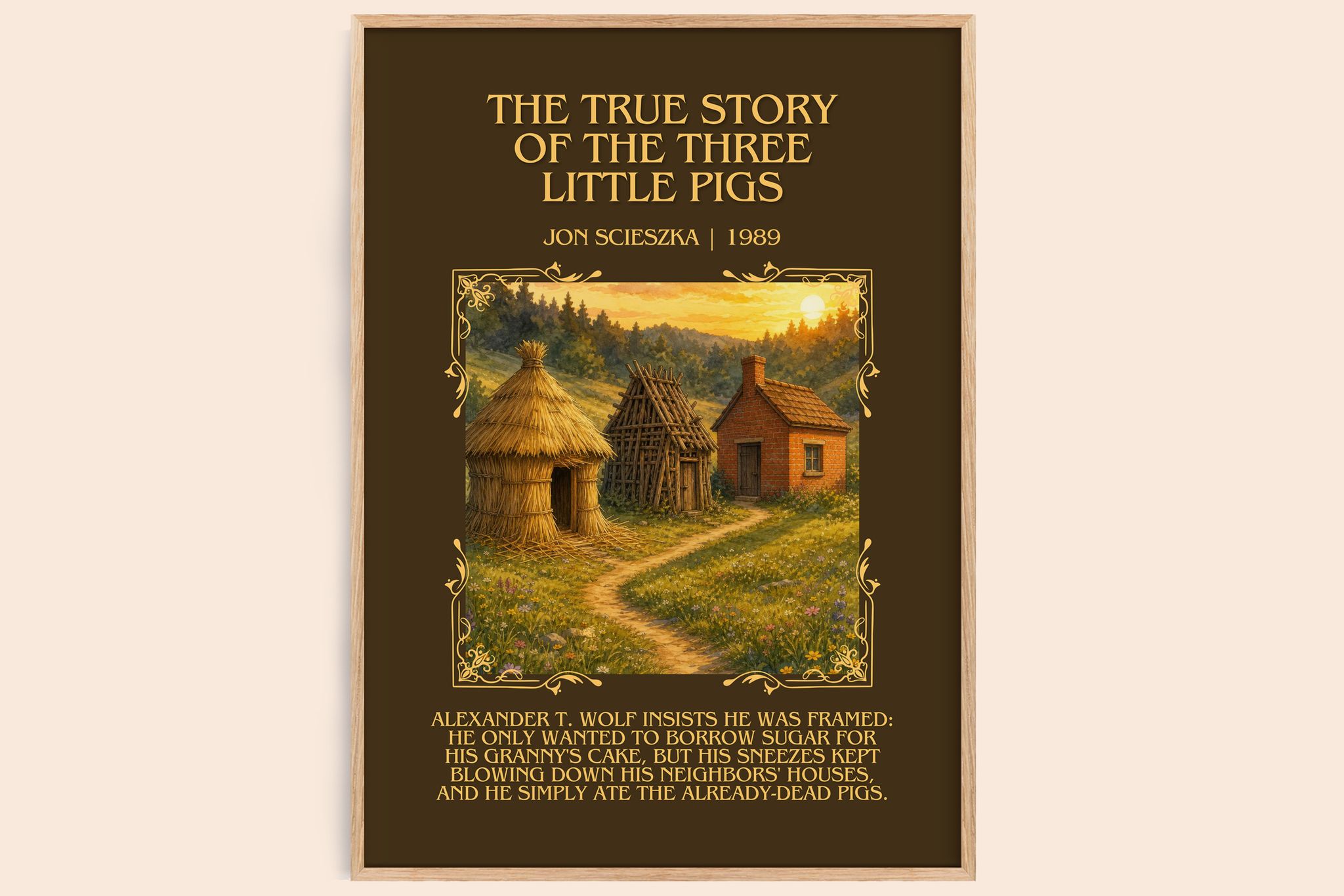 True Story of the Three Little Pigs Minimalist Book Poster by Jon Scieszka