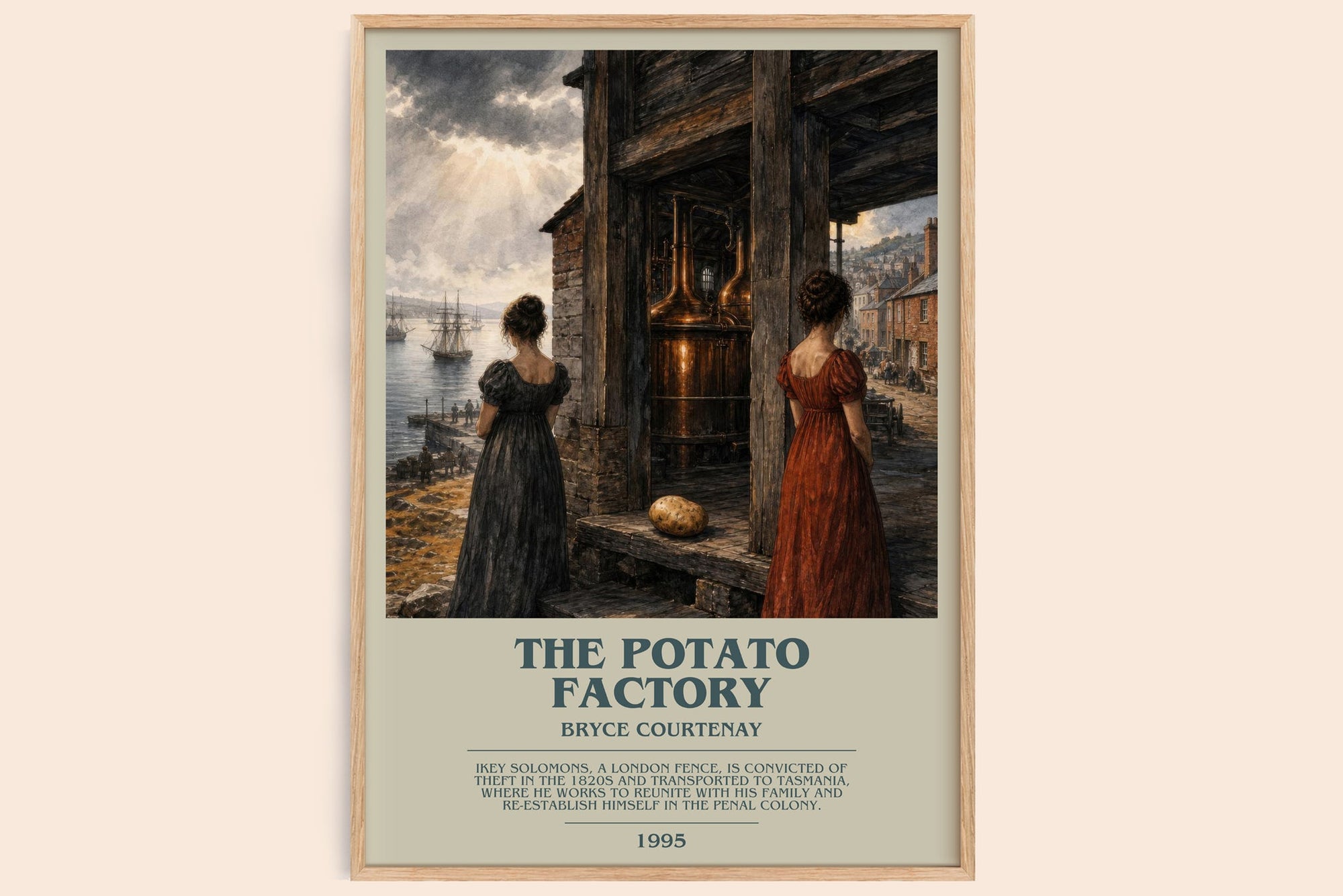 The Potato Factory bookish book poster by Bryce Courtenay – framed literary art print