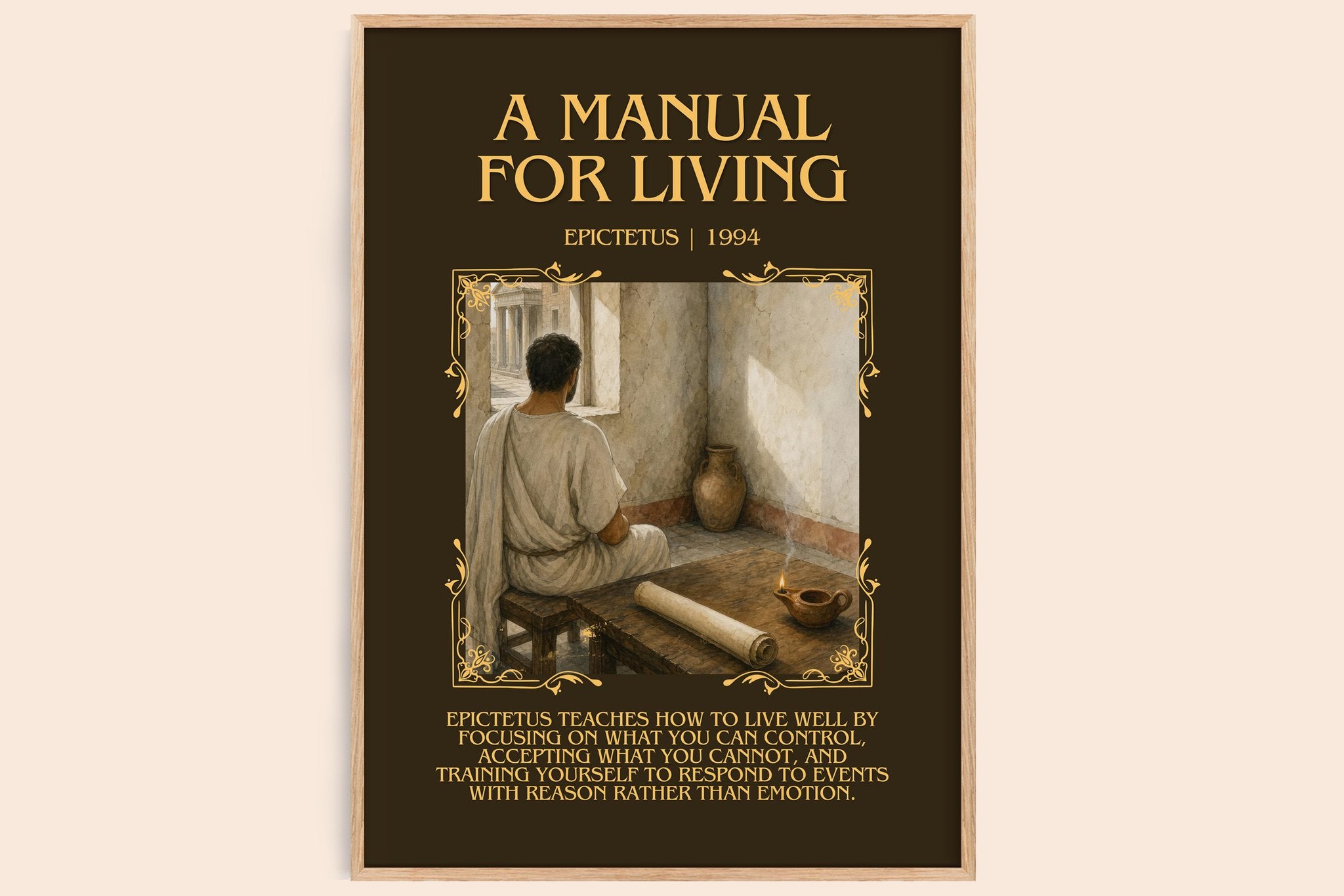 A manual for living Minimalist Book Poster by Epictetus