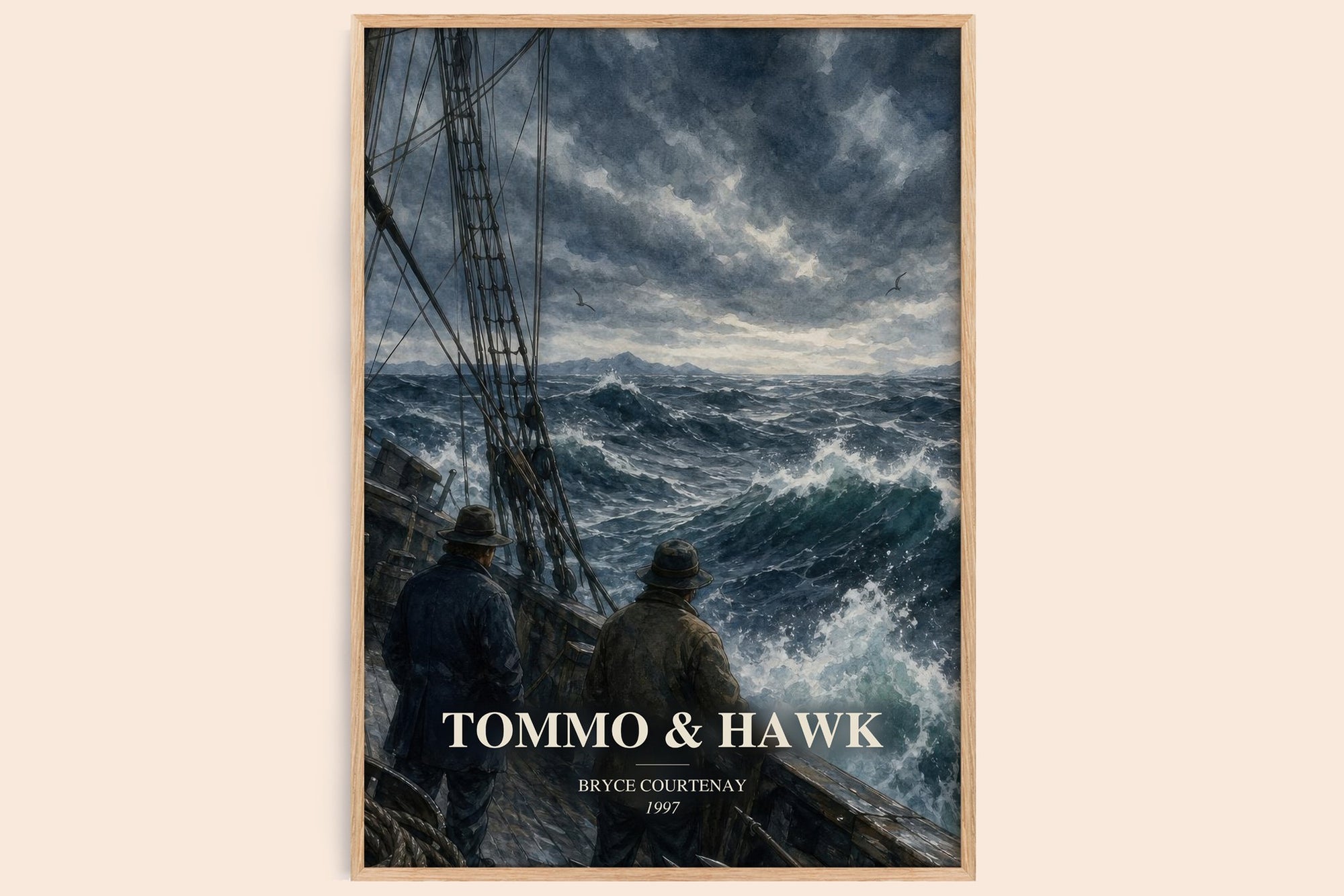 Tommo & Hawk watercolour book poster by Bryce Courtenay – framed literary art print