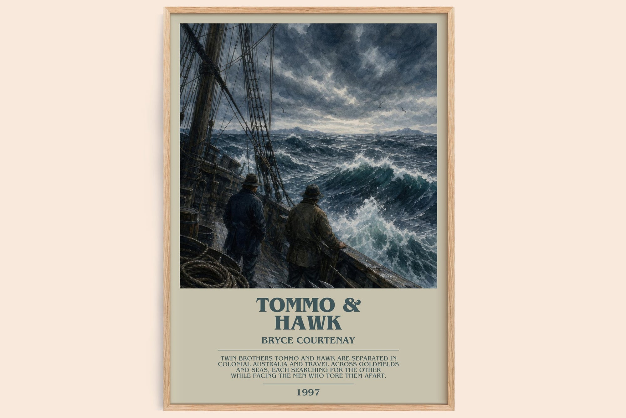 Tommo & Hawk bookish book poster by Bryce Courtenay – framed literary art print