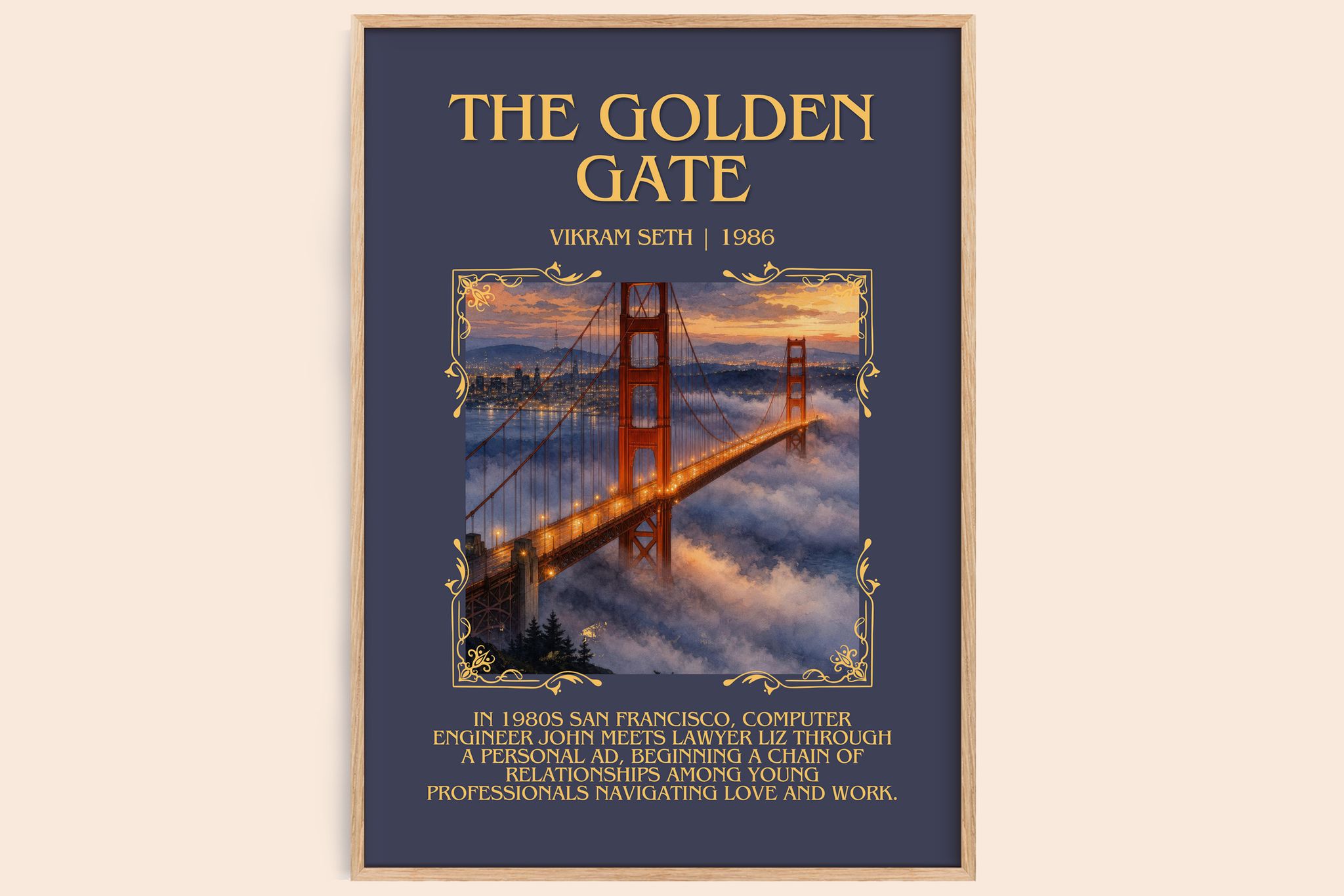 The Golden Gate Minimalist Book Poster by Vikram Seth