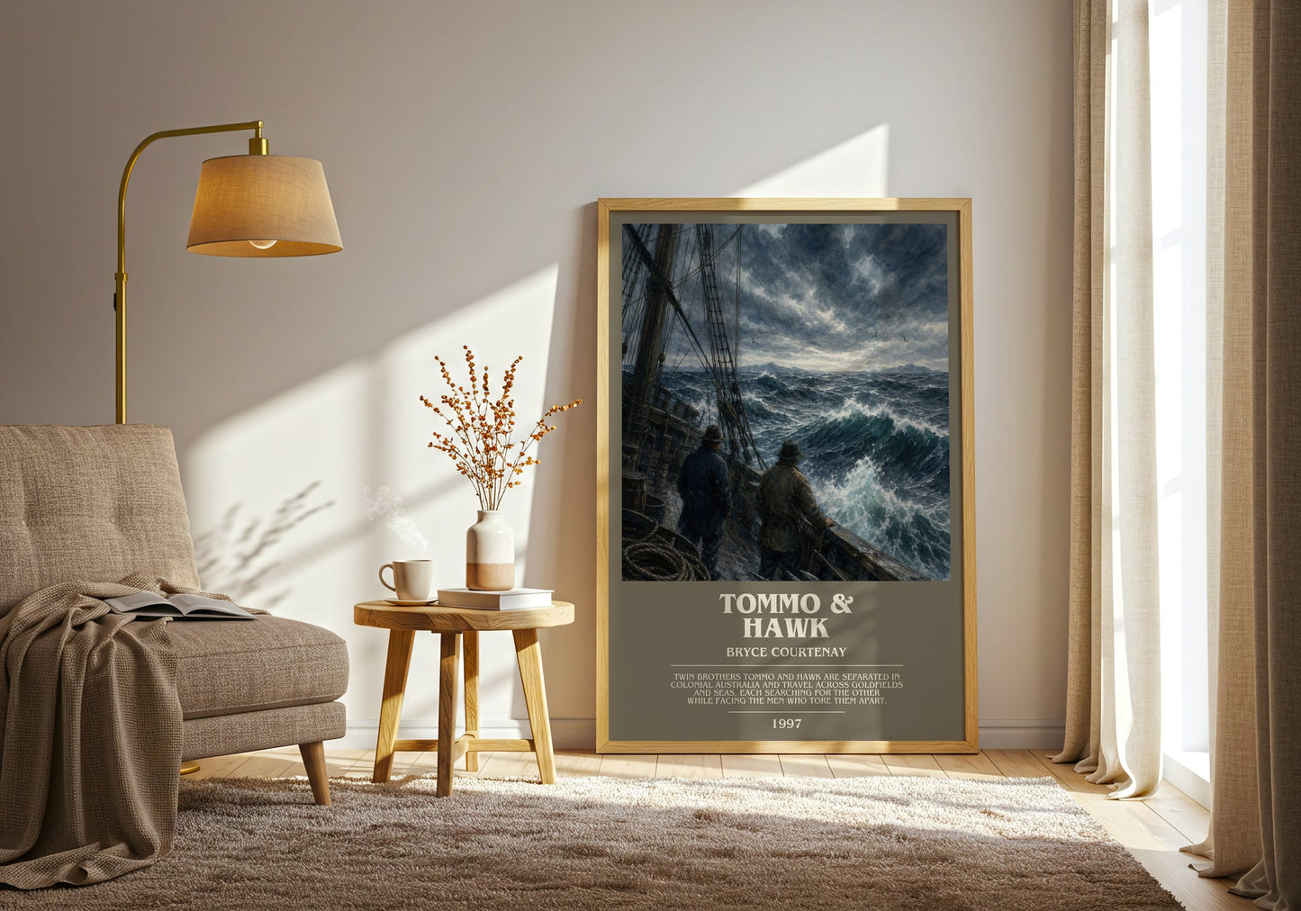 Tommo & Hawk bookish print on bookshelf – Bryce Courtenay fan gift