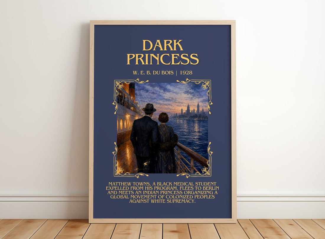 Dark princess Minimalist Book Poster by W. E. B. Du Bois – framed print leaning on a wooden floor