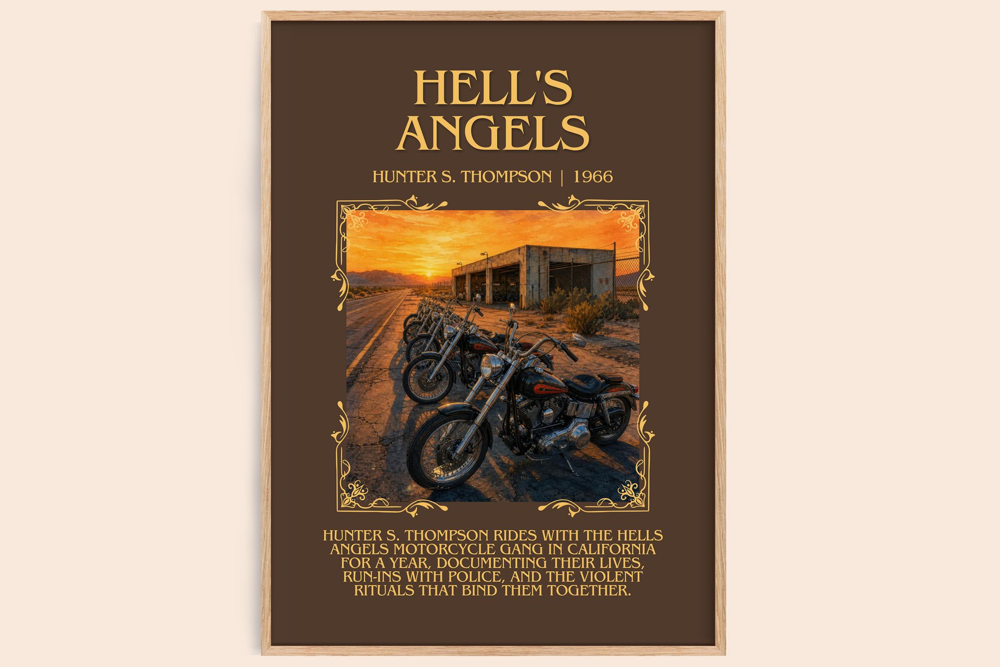 Hell's Angels Minimalist Book Poster by Hunter S. Thompson