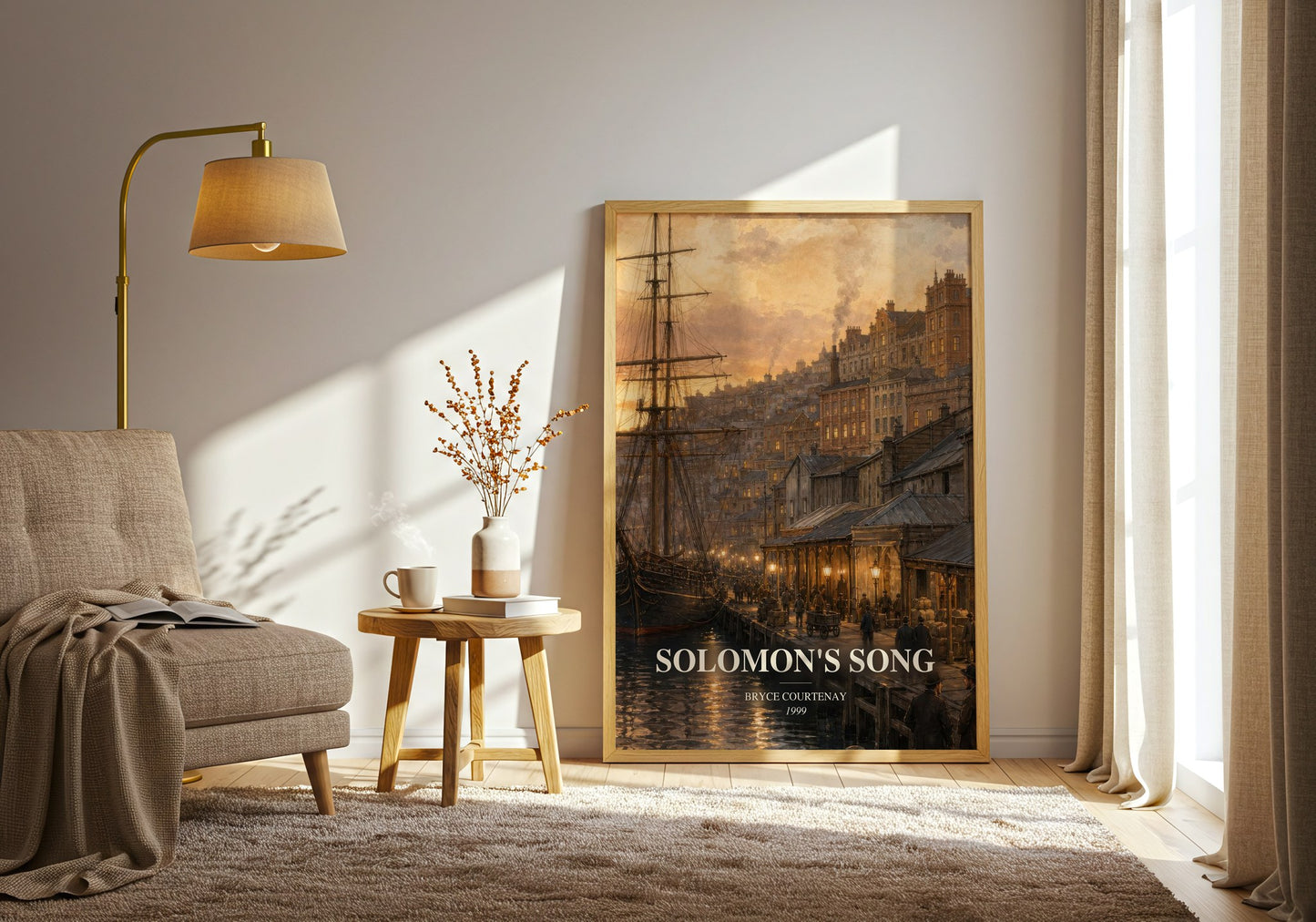 Solomon'S Song watercolour print in frame leaning in hallway – historical fiction wall art