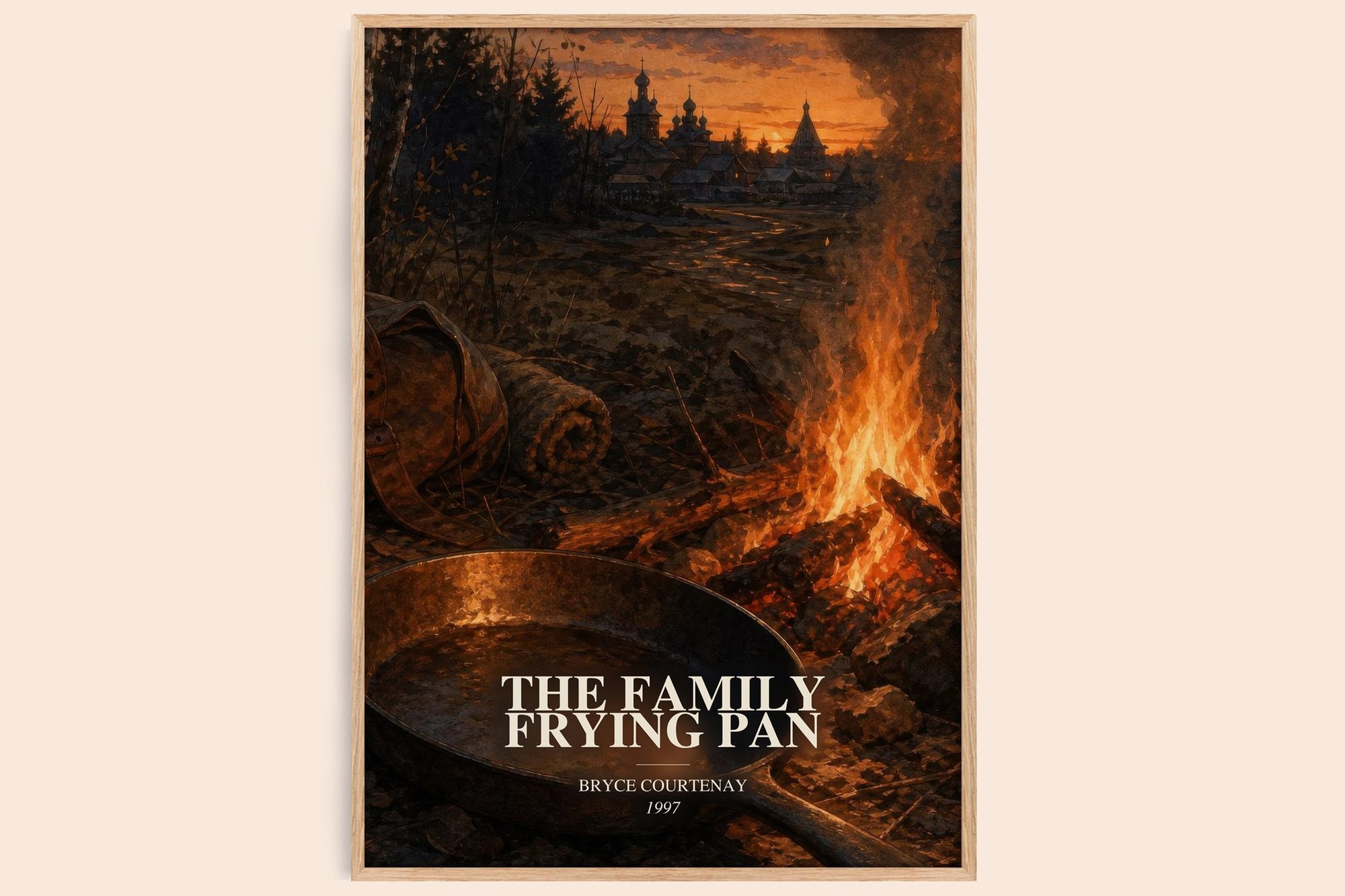 The Family Frying Pan watercolour book poster by Bryce Courtenay – framed literary art print