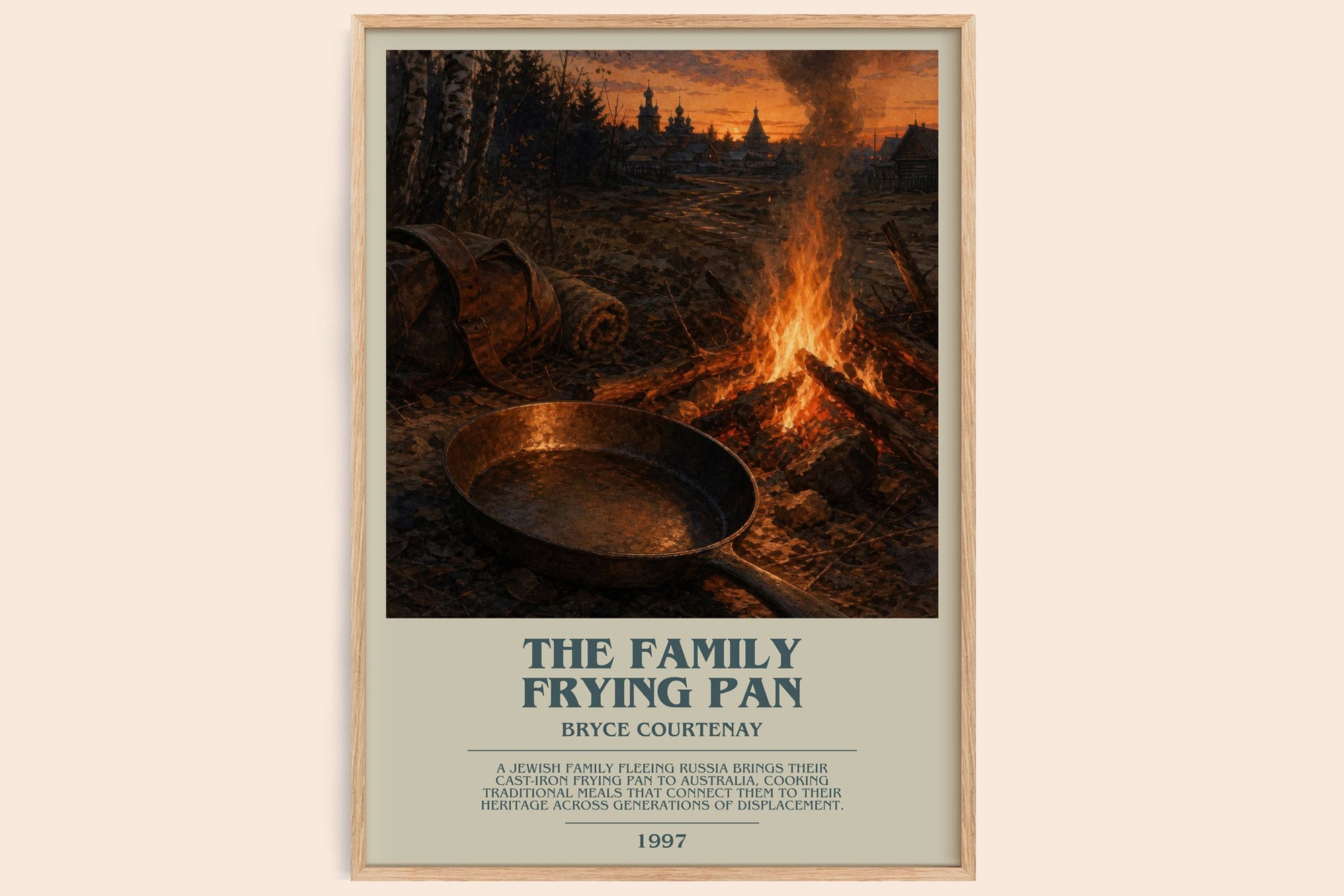 The Family Frying Pan bookish book poster by Bryce Courtenay – framed literary art print