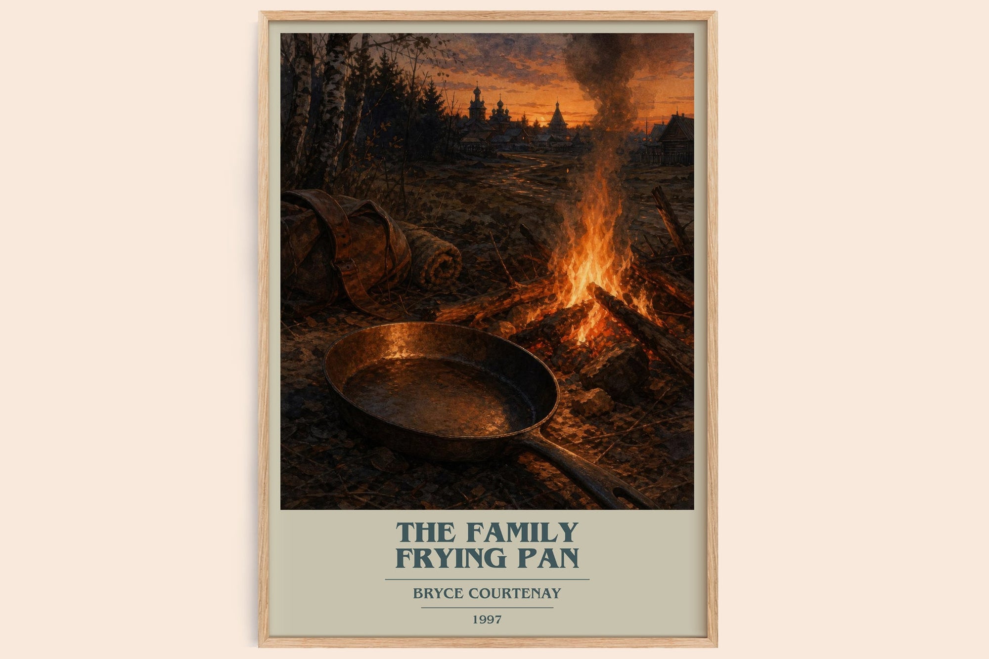The Family Frying Pan book cover book poster by Bryce Courtenay – framed literary art print