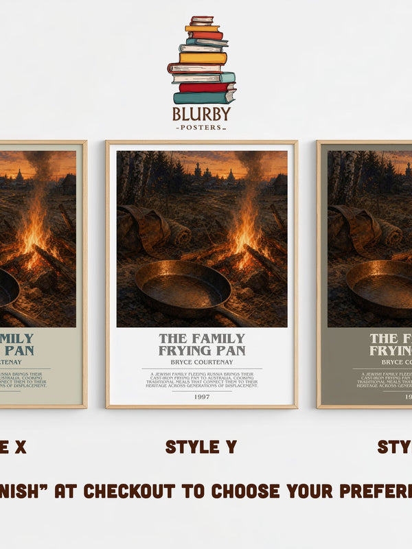 The Family Frying Pan bookish print in frame leaning in hallway – historical fiction wall art