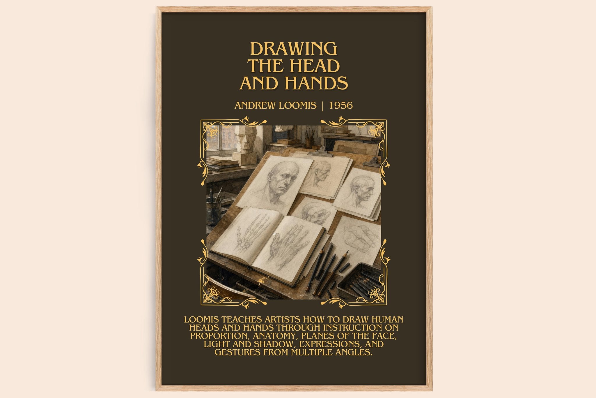 Drawing the head and hands Minimalist Book Poster by Andrew Loomis