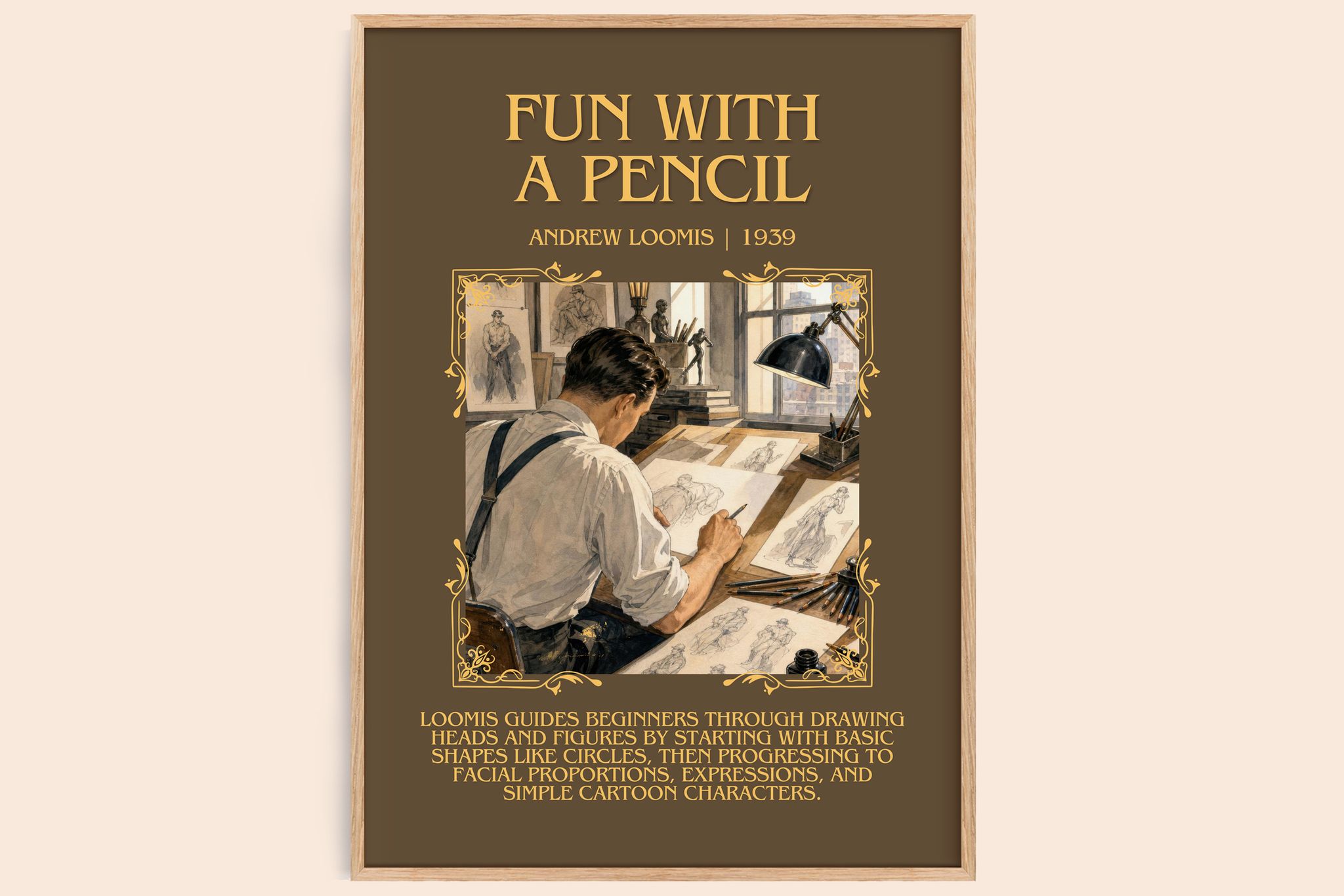 Fun With a Pencil Minimalist Book Poster by Andrew Loomis