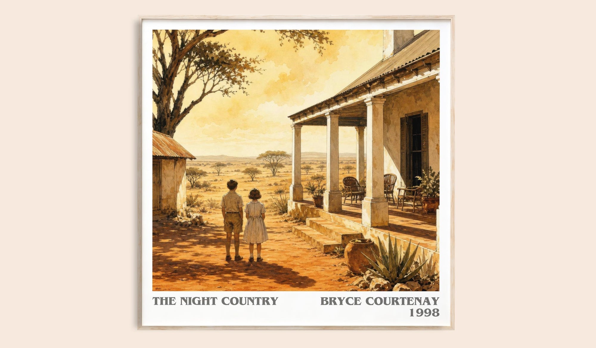 The Night Country literary book poster by Bryce Courtenay – framed literary art print