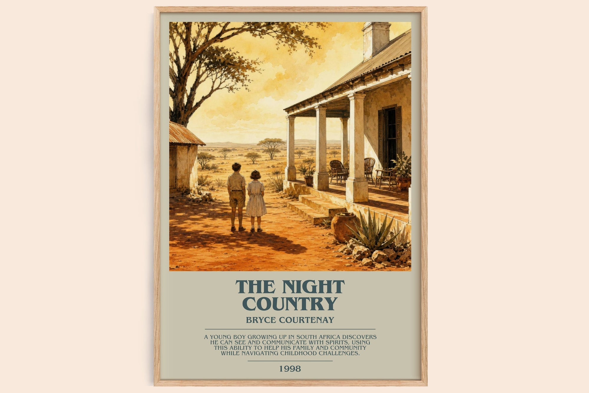 The Night Country bookish book poster by Bryce Courtenay – framed literary art print