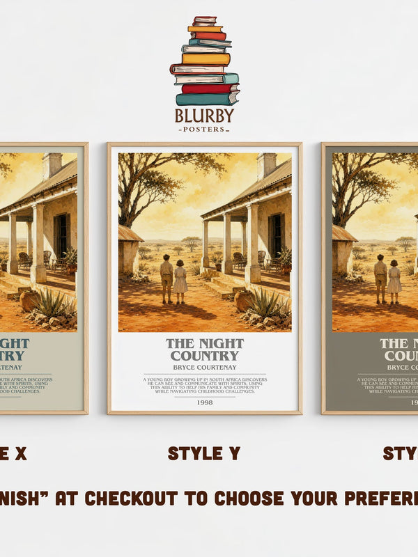 The Night Country bookish print in frame leaning in hallway – literary fiction wall art