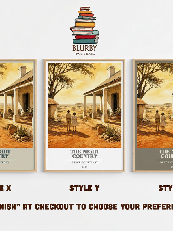 The Night Country book cover print in frame leaning in hallway – literary fiction wall art