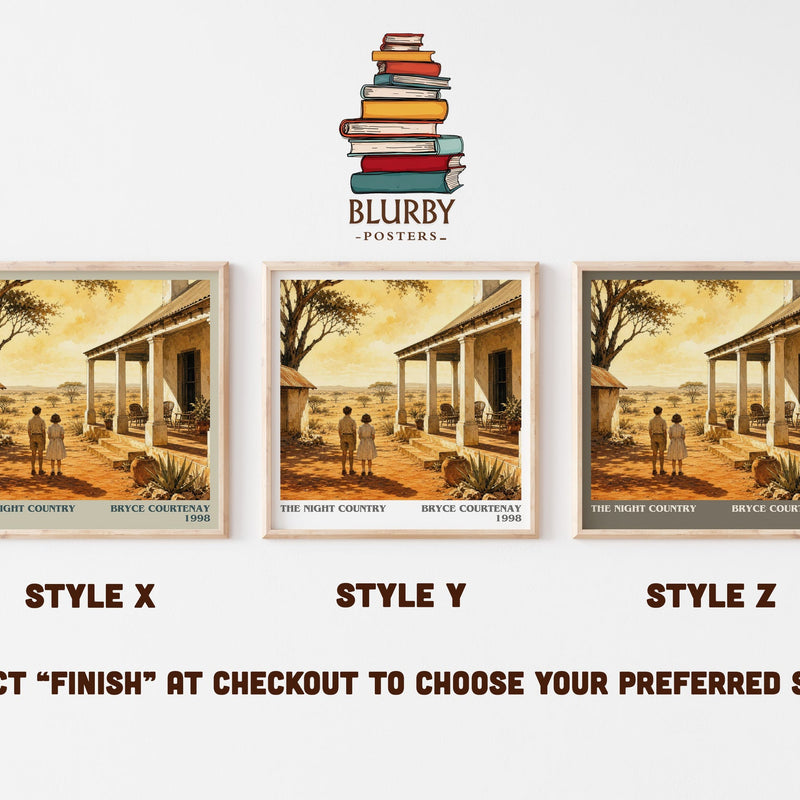 The Night Country literary print in frame leaning in hallway – literary fiction wall art