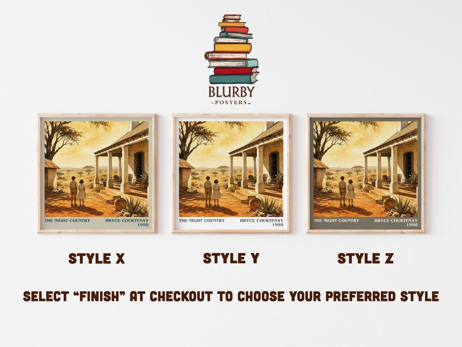 The Night Country literary print in frame leaning in hallway – literary fiction wall art