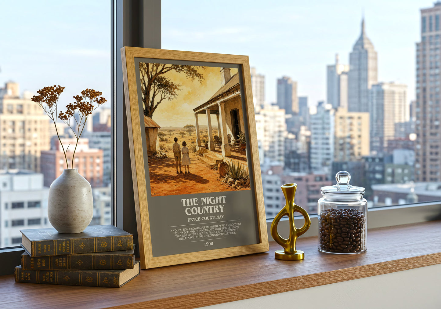 The Night Country bookish print framed by window – literary home decor