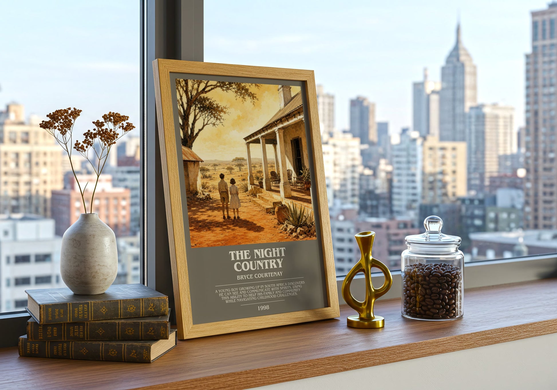The Night Country bookish print framed by window – literary home decor