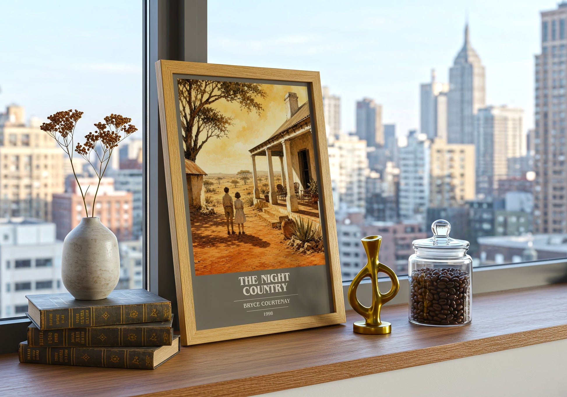 The Night Country book cover print framed by window – literary home decor