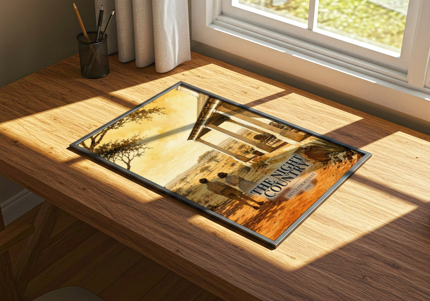 The Night Country watercolour book poster framed on wall – literary fiction wall art