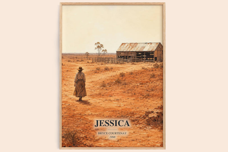Jessica watercolour book poster by Bryce Courtenay – framed literary art print