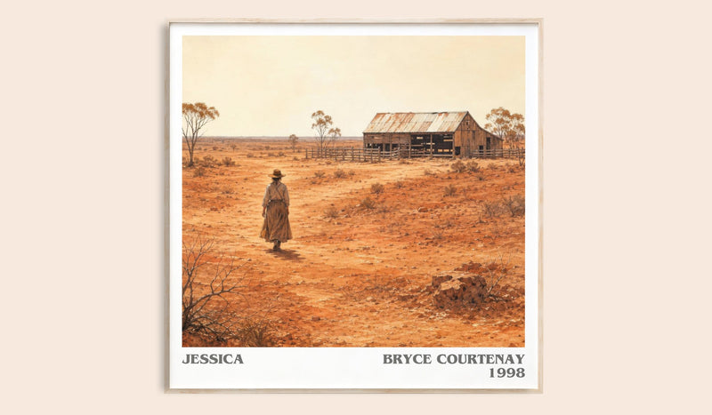 Jessica literary book poster by Bryce Courtenay – framed literary art print